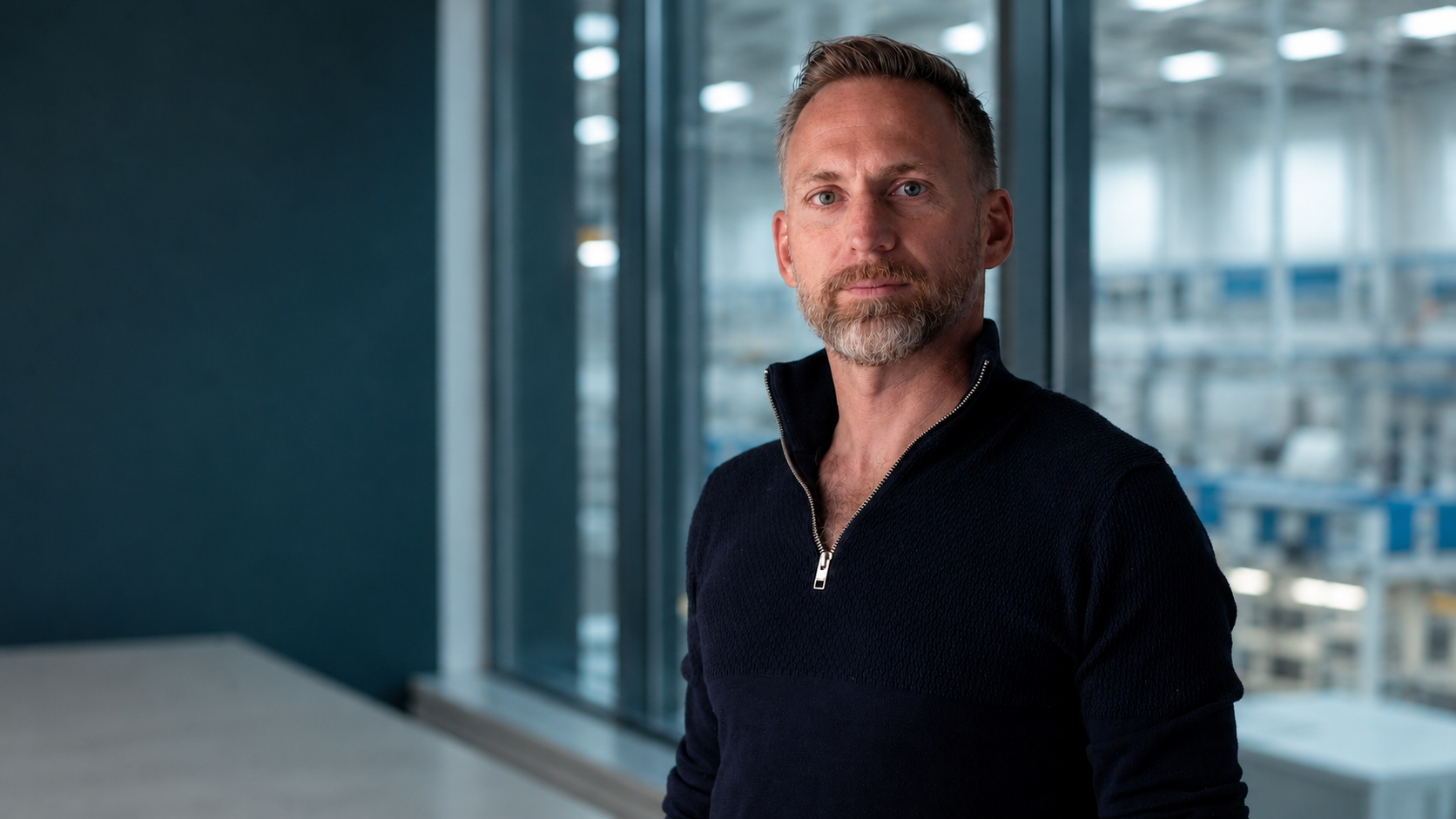 ADAPT kantoor: productieomgeving met teal-blauwe accenten